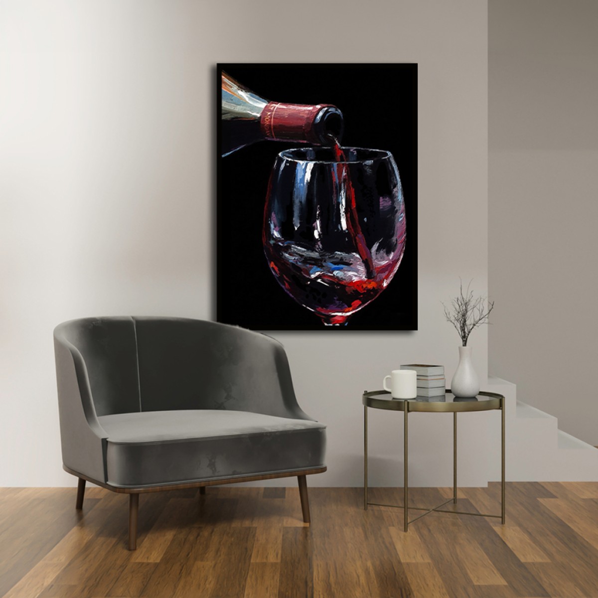 Textured Red Wine Pour Canvas Wall Art
